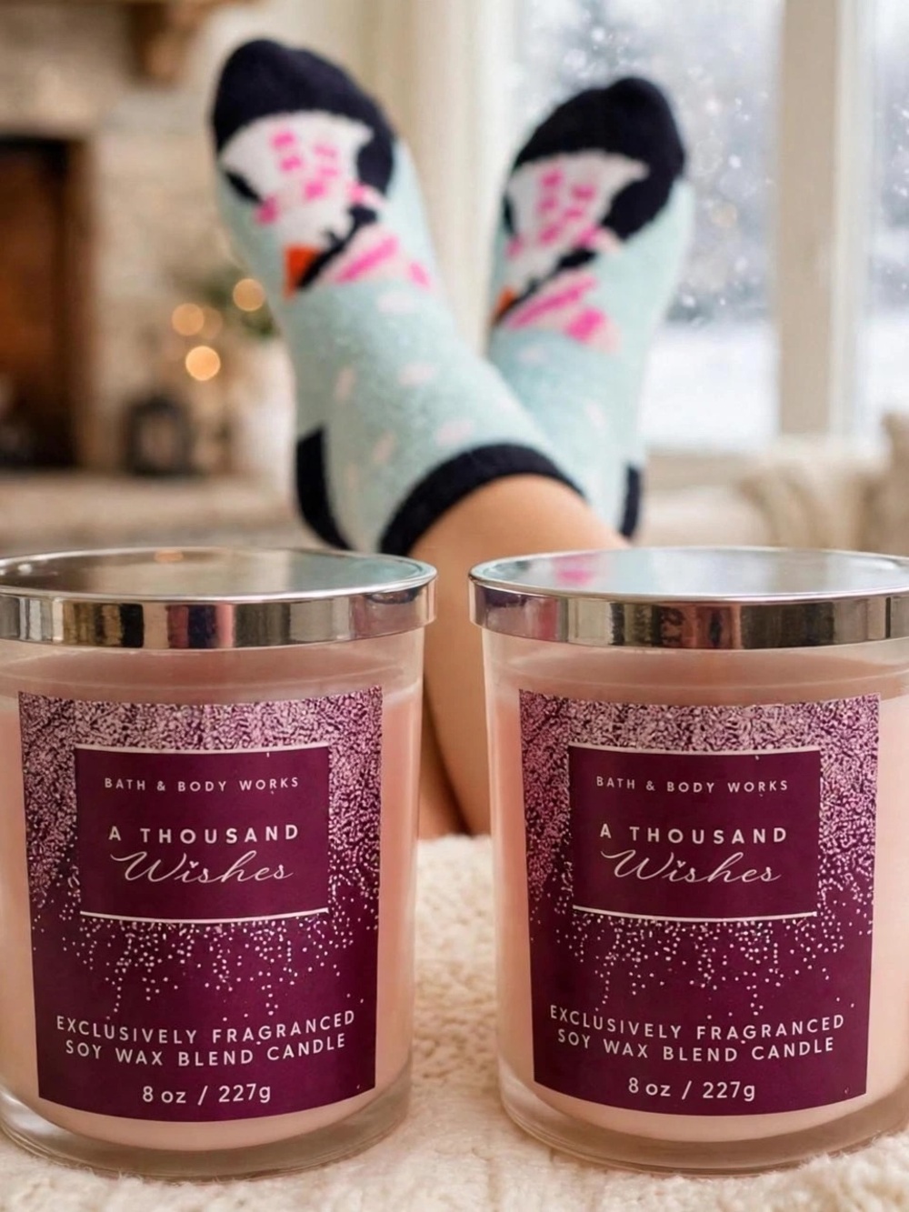 NWT 3 Pc Bath & Body Works Candle Bundle and Air Plus Cozy Aloe Infused Socks